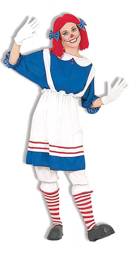 Disfraz De Muneca De Trapo Para Mujer, Azul/blanco