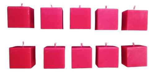 10 Velas Decorativas - Cuadradas - Adorno -  Color Rojo
