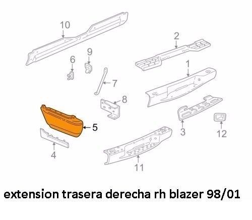12472170 Extension Parachoque Trasero Derecha Blazer 98/01
