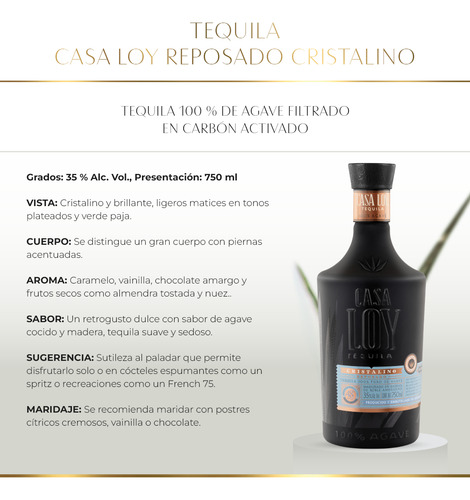 Tequila Casa Loy Reposado Cristalino 750 Ml