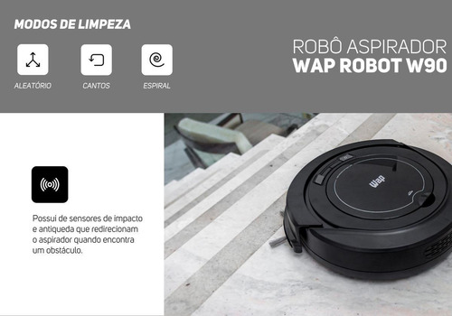 Robô Aspirador E Passa Pano Wap Robot W90 Preto Bivolt