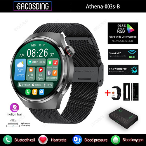 Gt4pro Reloj Inteligente Hombre Smartwatch Mujer Para Huawei Color De La Malla Black Mesh Steel