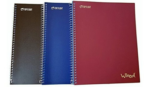 Top Flight - Cuaderno Con Cable De 3 Subyectos (3 Unidades)