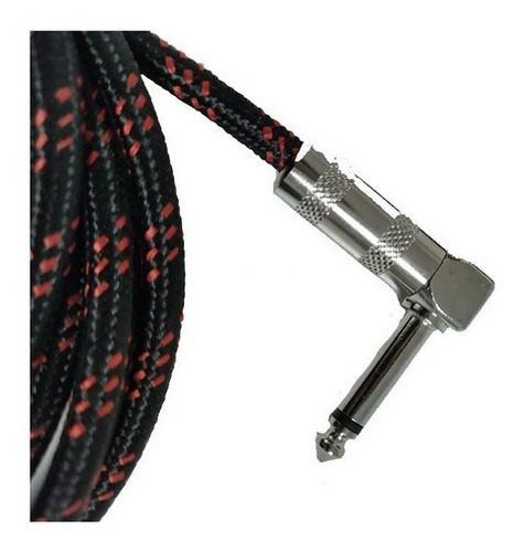 Imagen 3 de 10 de Cable Soundking Plug Recto Angular Soga Malla 3 Metros Rojo