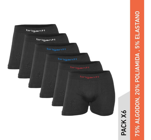 Imagen 3 de 10 de Pack 6 Boxer Hombre Algodon Briganti Ropa Interior Hxim09533