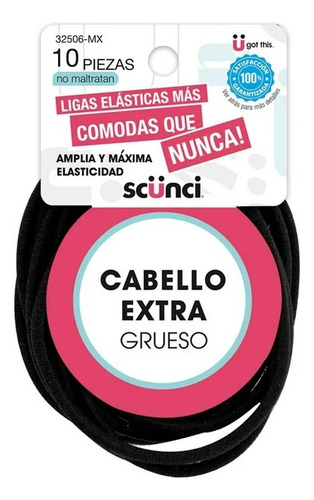 Ligas Para Cabello Scünci Color Negro 10 Pzas