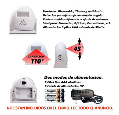 Sensor Avisador De Ingreso De Personas Alarma Infrarrojo