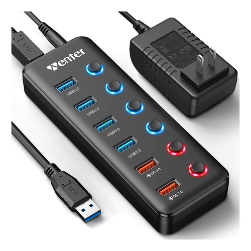 Hub Usb Alimentado, Divisor De Hub Usb 3.0