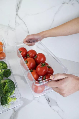Kit 4 Organizadora Geladeira Frutas Verduras Com 5l E 2,2l