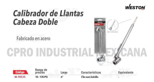 Calibrador De Llantas Cabeza Doble De Metal 10-120psi P