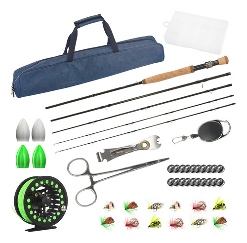 Kit De Pesca Con Mosca Spinning Rod Fly Carbon, Carrete Comb