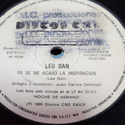 Simple Leo Dan Noche De Verano Discos Cbs  C3