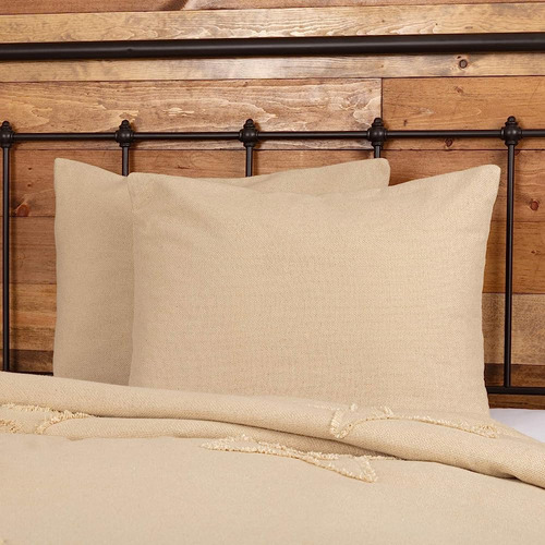 Vhc Brands Burlap Natural Solid Color Cotton Farmhouse Beddi