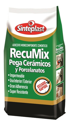 Recumix Adhesivo Pega Cerámicos Y Porcelanatos 5kgs