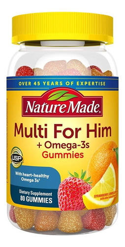 Nature Made Multivitamínico Para Hombre + Omega-3 Sabor Fresa Naranja