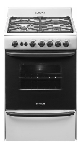 Cocina Longvie Standard 13601BF multigas 4 hornallas blanca puerta con visor