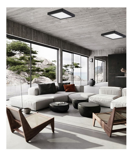 Imagen 2 de 10 de Panel Plafon Led 24w Cuadrado Negro Aplicar Frio / Calido