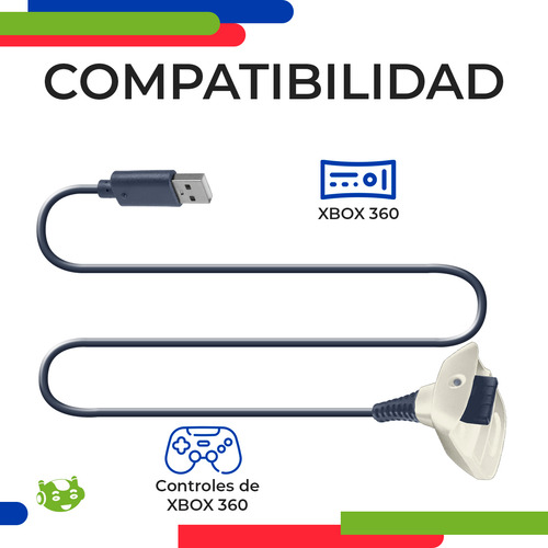 Kit Carga Y Juega Xbox 360 Slim Company Cable De Alimentación Batería 4800 Mah Compatible Para Control Consola Color Blanco