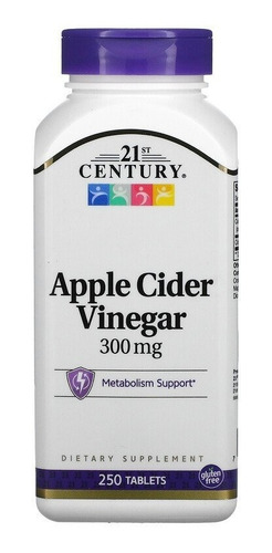Imagem 1 de 4 de Vinagre De Maçã Importado Concentrado (300mg) - 250 Compr