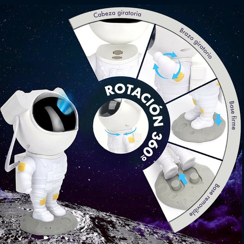 Astronauta Proyector Galaxia Estrellas Starry Night