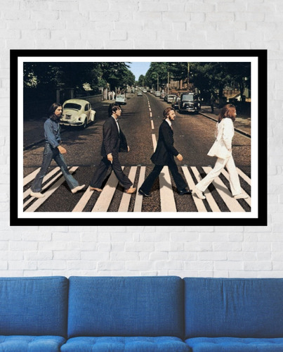 Quadro Poster The Beatles Abbey Com Moldura Tamanho 25x35 C