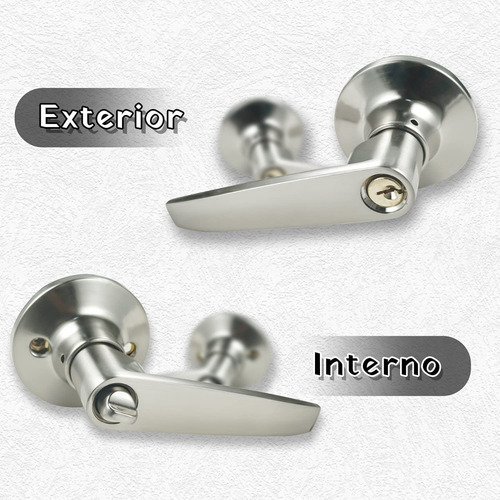 Imagen 4 de 7 de Cerradura Manija Fumetax Cromo Espejo Niquel Puerta Recamara