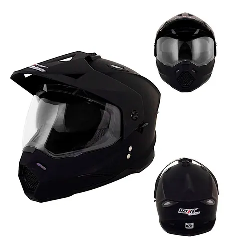 Casco Doble Proposito Para Moto Iron Racing Ir-92 Negro | México