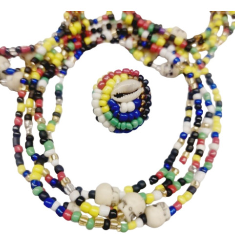 Siete Potencias Africanas 3 Collares Con 4 Cráneos 3 Macutos