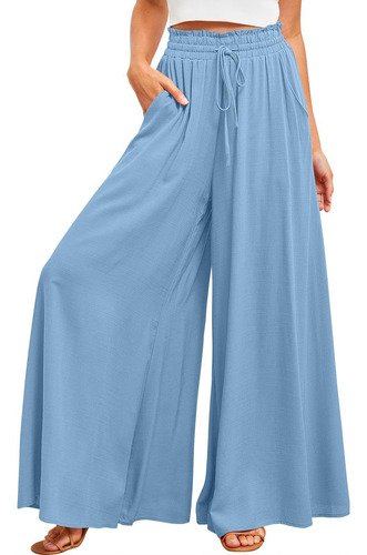 Pantalones Palazzo De Pierna Ancha Para Mujer, Cintura Alta