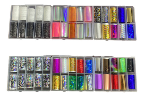 Kit 60 Pegatinas Uñas Foil Transfer Láminas Variedad Diseños Combo