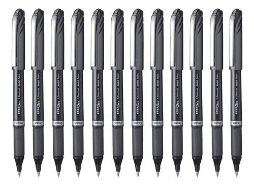 Bolígrafos Pentel Energel Bl30 1mm Tinta Gel Líquida 12 Pzas Color De La Tinta Negro Color Del Exterior Plateado