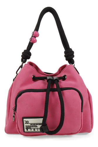 Bolsa Drawsting Cloe Para Mujer Asas Intercambiables Color Fucsia