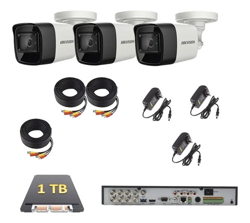 Kit Video Vigilancia 3 Cámaras 4k 8 Mp 1 Tb Dvr 8 Canales