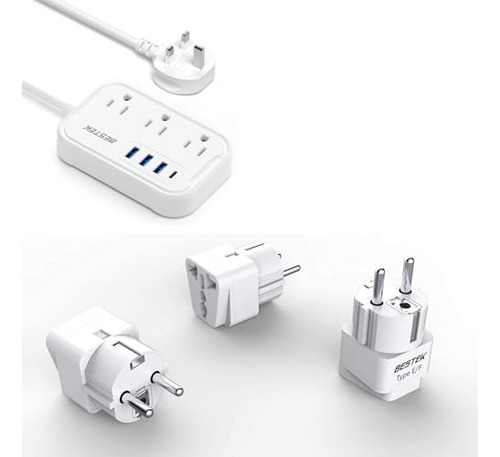 Adaptador De Enchufe De Viaje Bestek: Uk Y Europa Pack