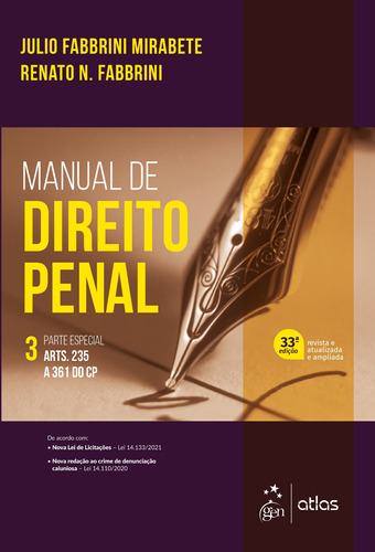 Manual de Direito Penal - Parte Especial - Vol. 3, de MIRABETE, Julio Fabbrini. Editora Atlas Ltda., capa mole em português, 2021