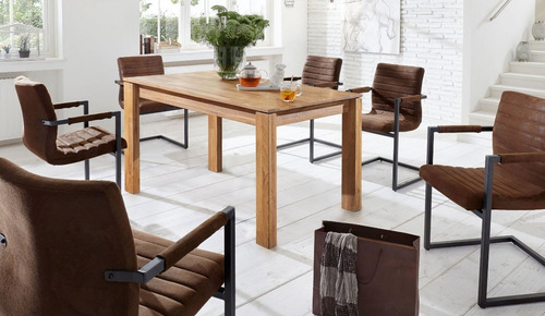 Imagen 1 de 6 de Mesa De Comedor 100% Madera Roble Ref: Maciza21