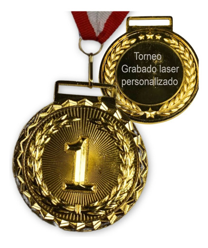 Medalla Oro Metalica 1 Lugar Personalizada  Laser 65 Mm