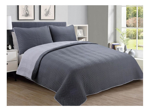 Cubrecama Cover Quilt Liso Reversible  Con Fundones - King