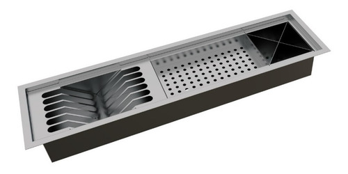 Calha Úmida Canal Equipado Escorredor Louça Inox Embutido