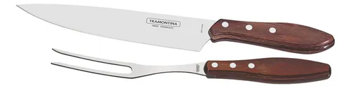 Juego de 2 piezas para tallar barbacoa Tramontina Polywood de acero inoxidable