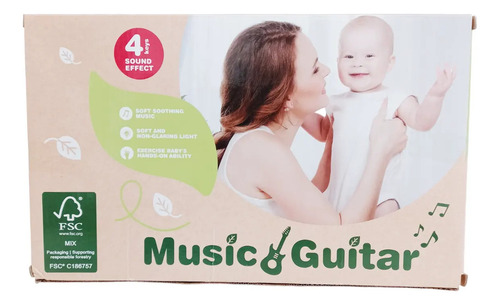 Juego Guitarra Para Bebes Luz Sonido Efectos Didactico Febo Color Verde