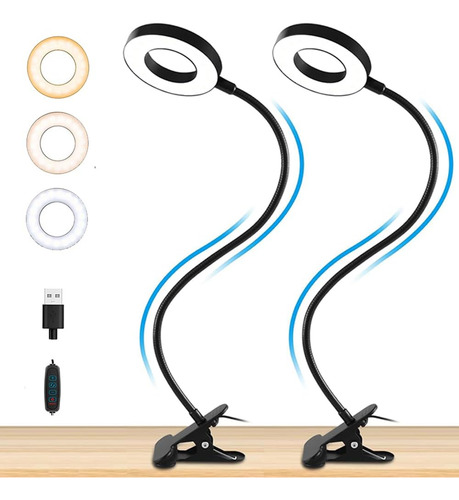 Luz De Lectura Clip On Light, Lámpara De Escritorio Led Usb