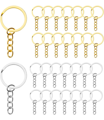 Keychain Rings, 100 Pcs Key Ring With Chain Diy Keychai...