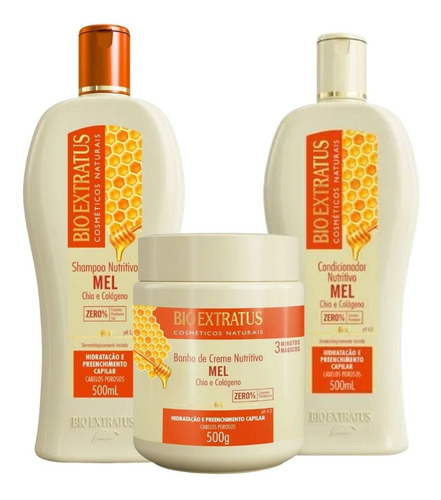 Shampoo Cond +banho De Creme Mel Nutritivo 500g Bio Extratus