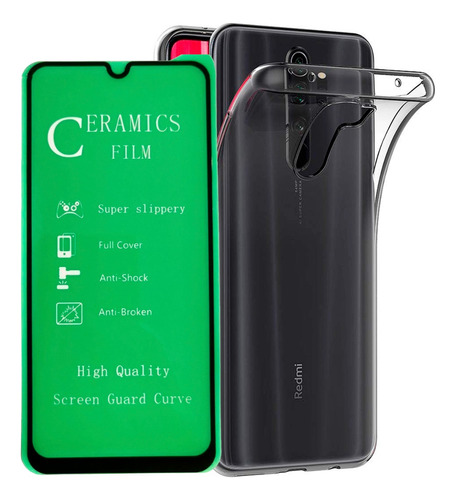 Funda Estuche Forro + Vidrio Ceramico Para Xiaomi Note 8 Pro