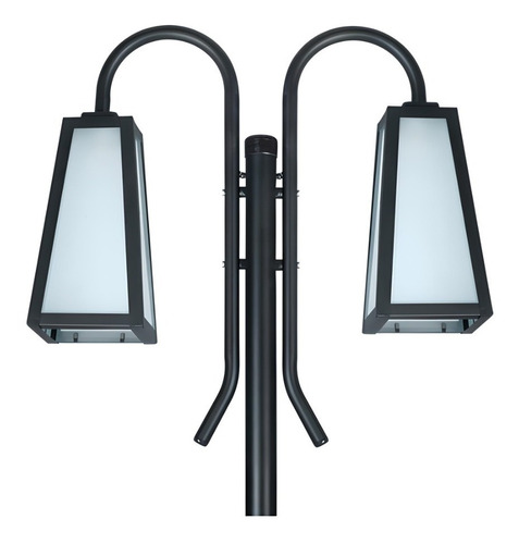 Farol Con Columna 2,5 Metros Vidrio Y Metal Exterior Jardin