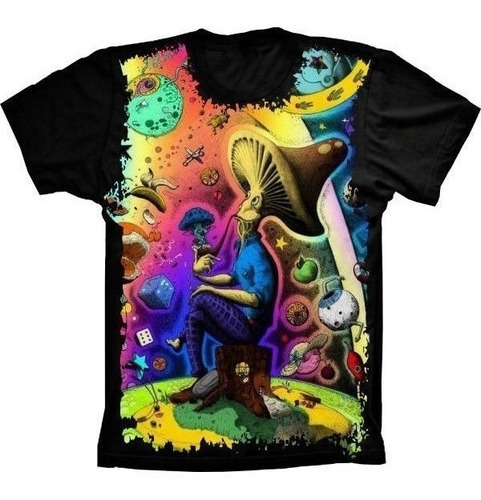 Camiseta Estilosa 3d Fullprint  Mushrooms Crazy