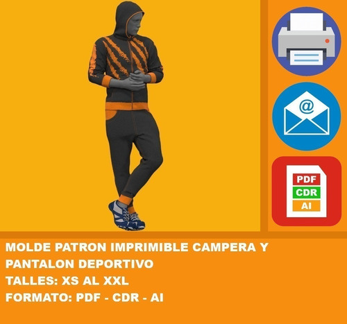 Molde Patrón Imprimible Campera Y Pantalon Deportivo 2x1