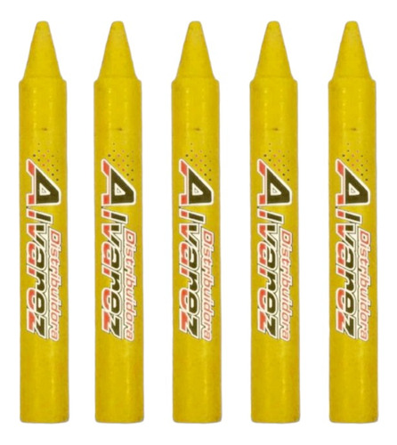 Crayón O Crayola Industrial Amarilla Para Hule O Cartón 5 Pz