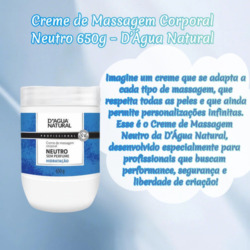 Kit 3x Creme Massagem Neutro 650g Dagua Natural
